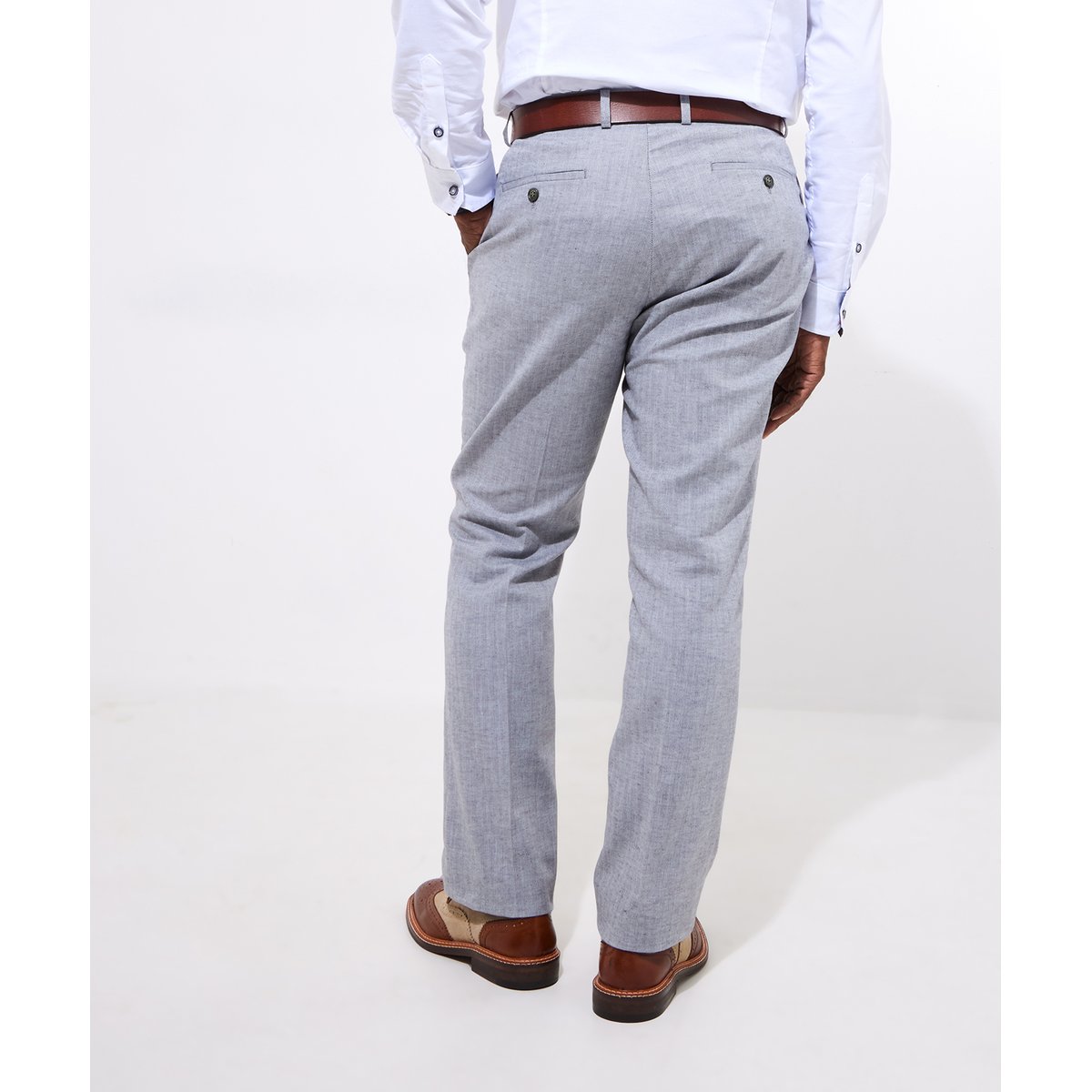 Pantalon Costume Lin Mélangé Chevrons gris, JOE BROWNS