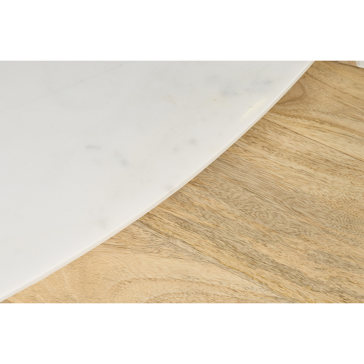 Tables basses gigognes marbre blanc et bois manguier massif (lot de 2) EVY naturel, MILIBOO
