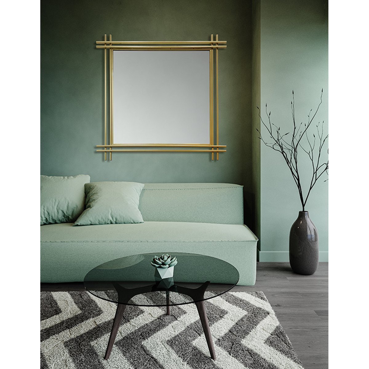 Miroir métal 80x80cm or, EMDE