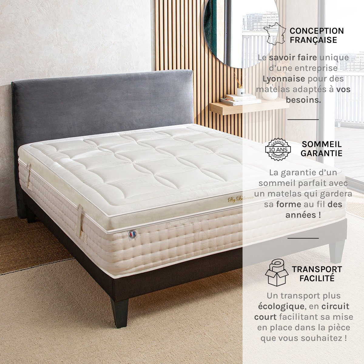 Matelas Mousse Empereur 90x190 cm Accueil Mémoire de forme blanc, BELLECOUR