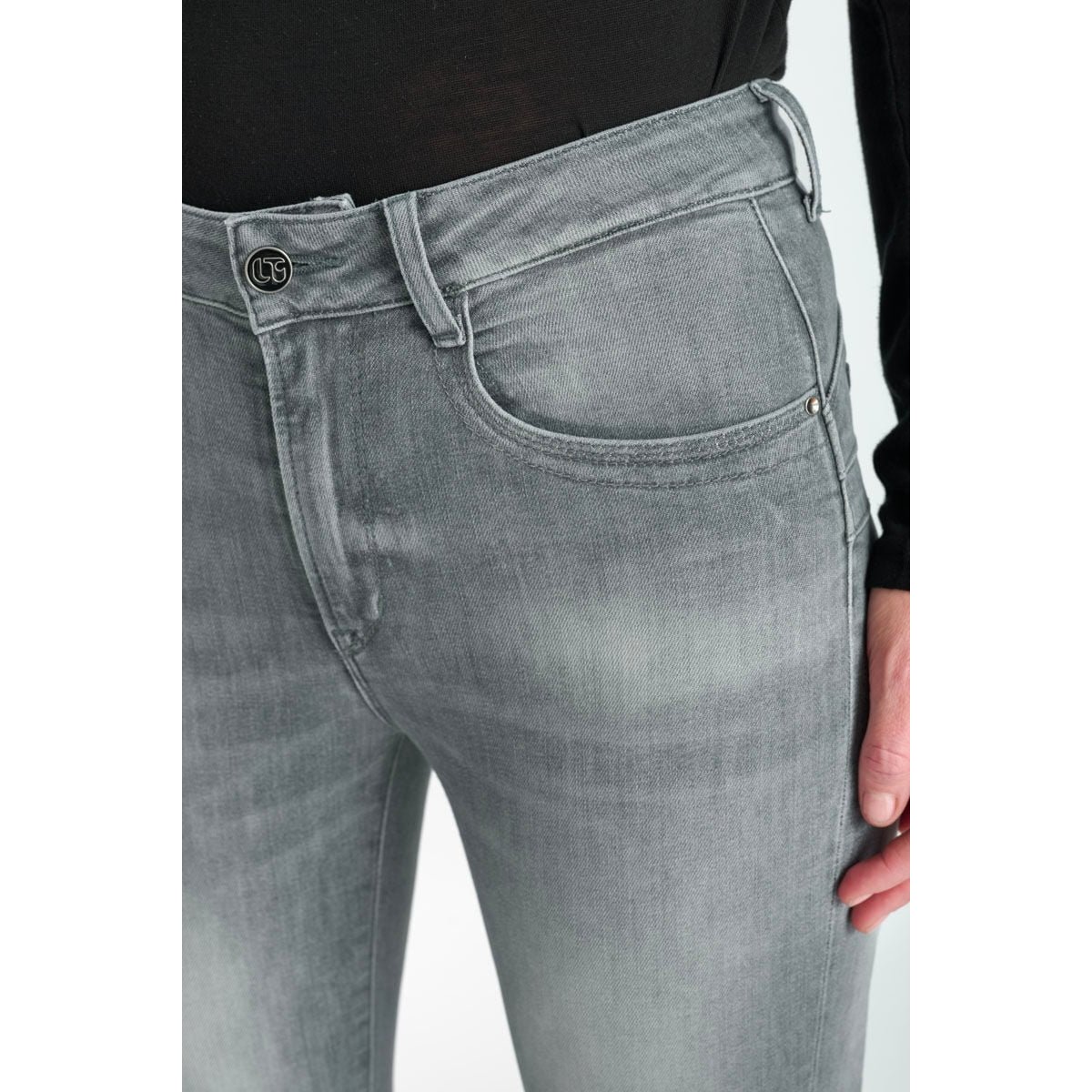 Jeans push-up slim taille haute PULP, 7/8ème grey, LE TEMPS DES CERISES
