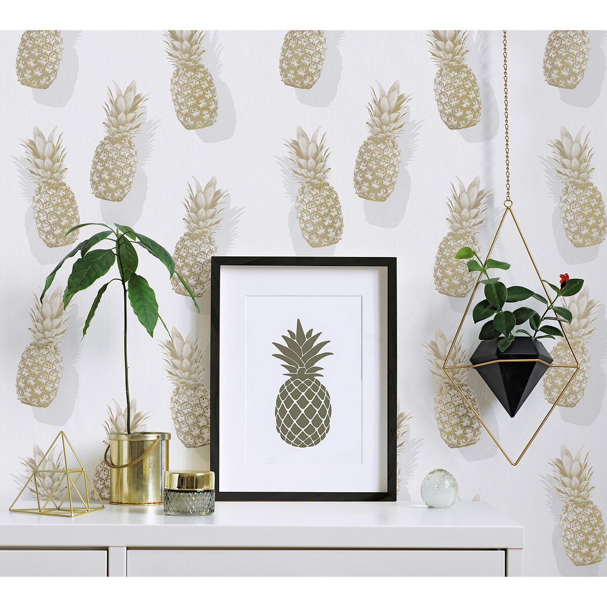 Papel de parede Giulia, Branco/Dourado, da Interelife dourado/branco, INTERELIFE