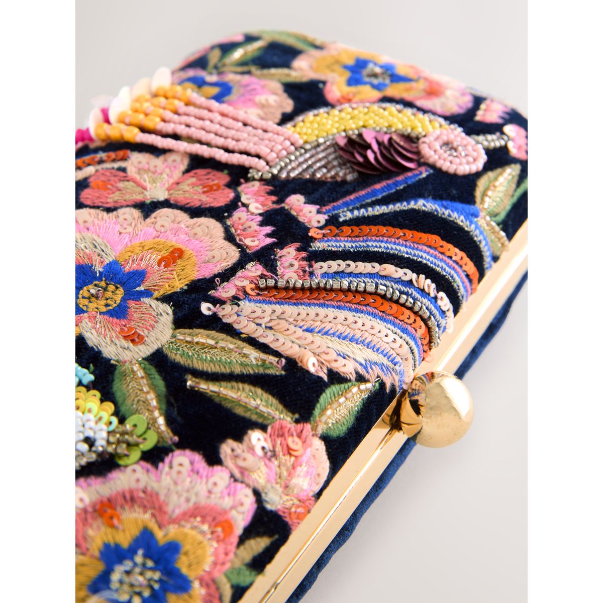 Pochette oiseau à ornements bleu marine, NEXT