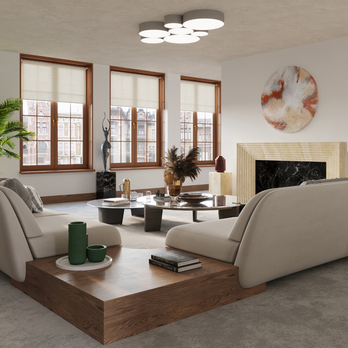 Plafonnier PVC Gris E27 4 Arena gris, EDEN