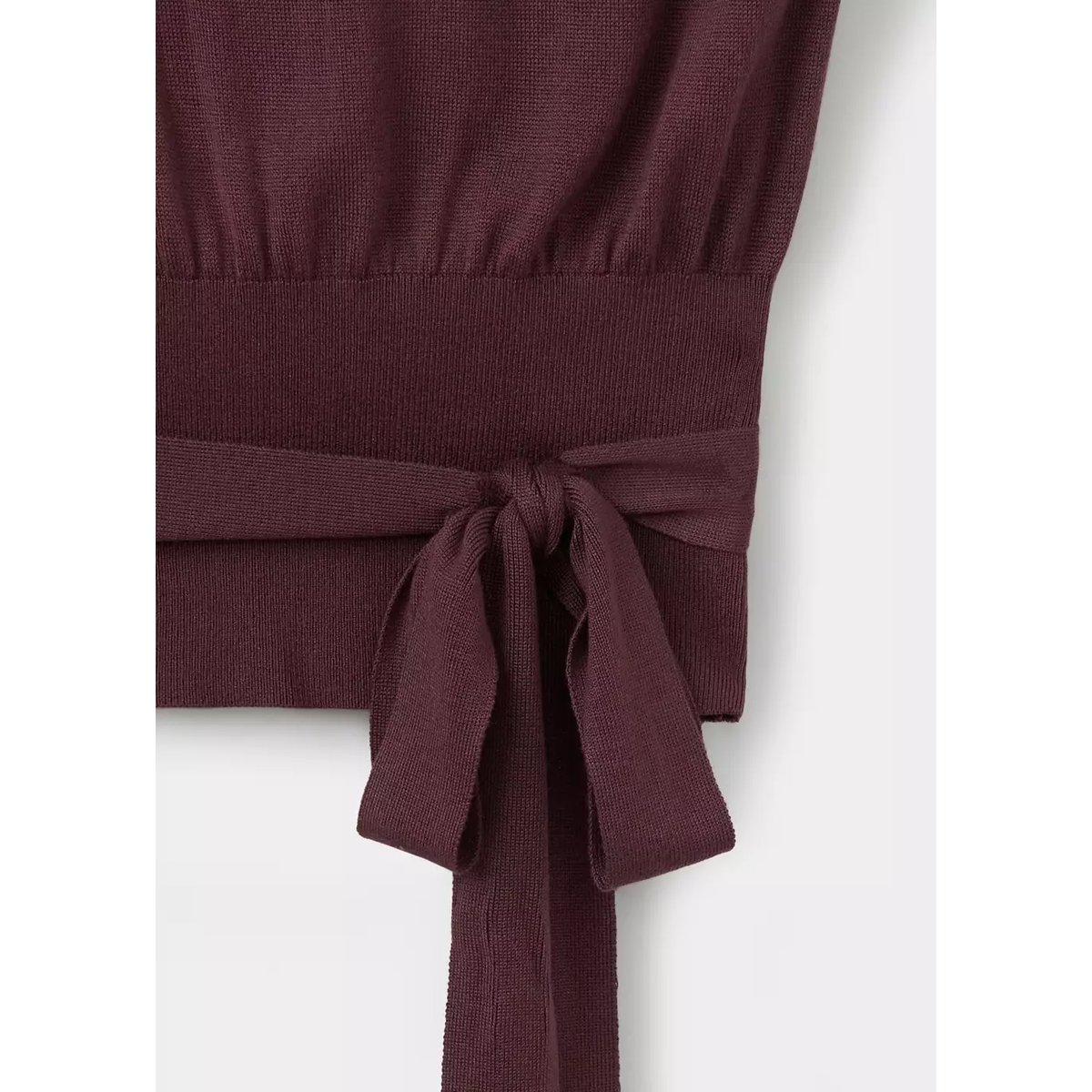 Gilet maille ceinture bordeaux, MANGO