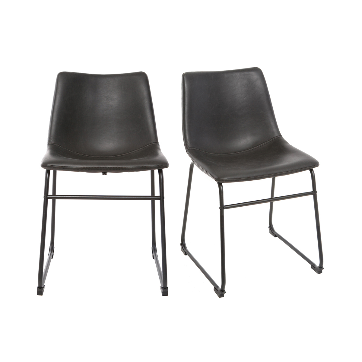 Chaises industrielles noires (lot de 2) NEW ROCK noir, MILIBOO