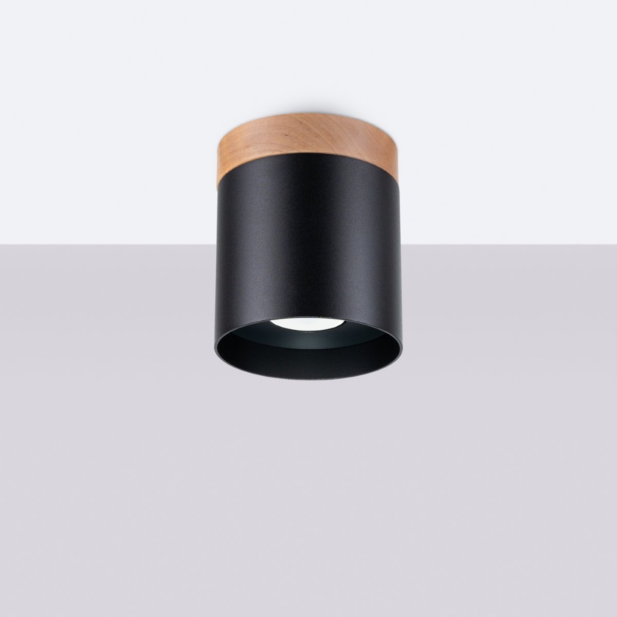 Plafonnier Bois Noir/Bois Naturel GU10 1 Rif noir, EDEN