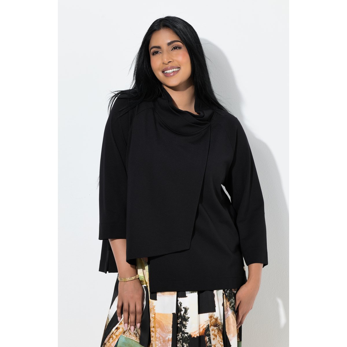 Sweat-shirt point de Rome noir, ULLA POPKEN