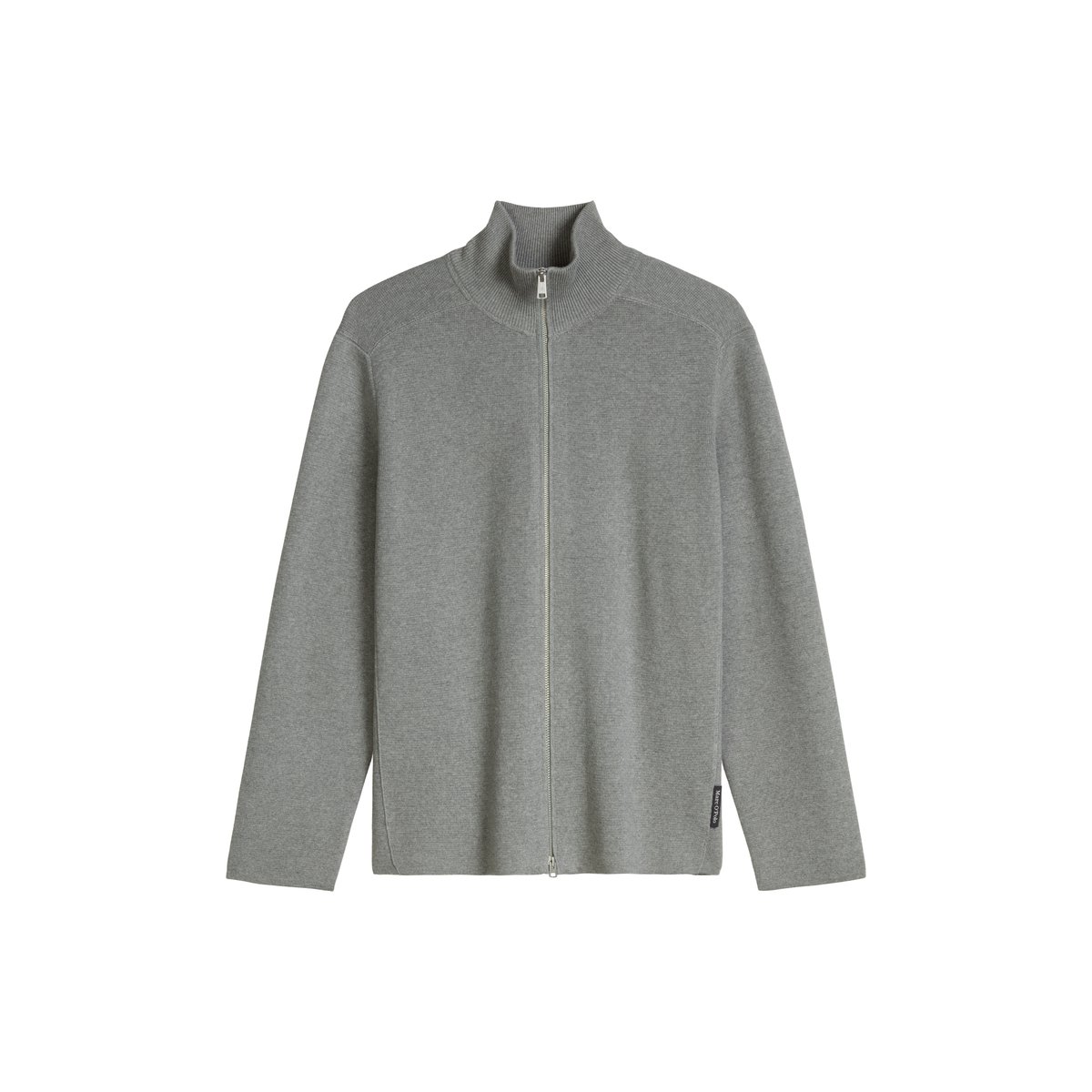 Cardigan zippé regular en pur coton bio gris, MARC O'POLO