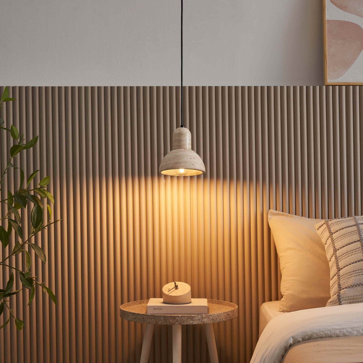 Suspension pierre naturelle travertin - LIOREN beige, KOSILUM