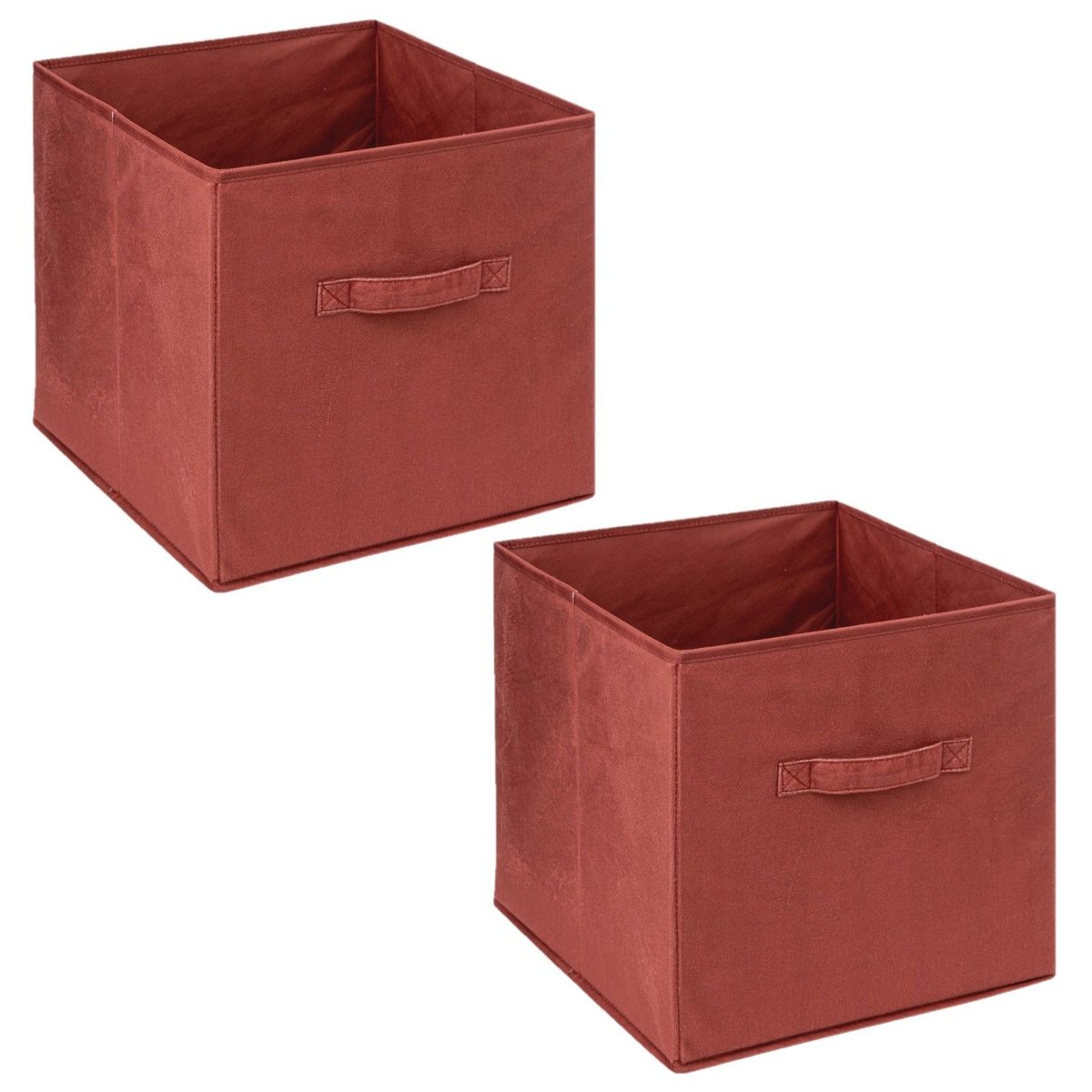 Lot de 2 boites de rangement carrées en tissu MIX'N MODUL rouge, TOILINUX