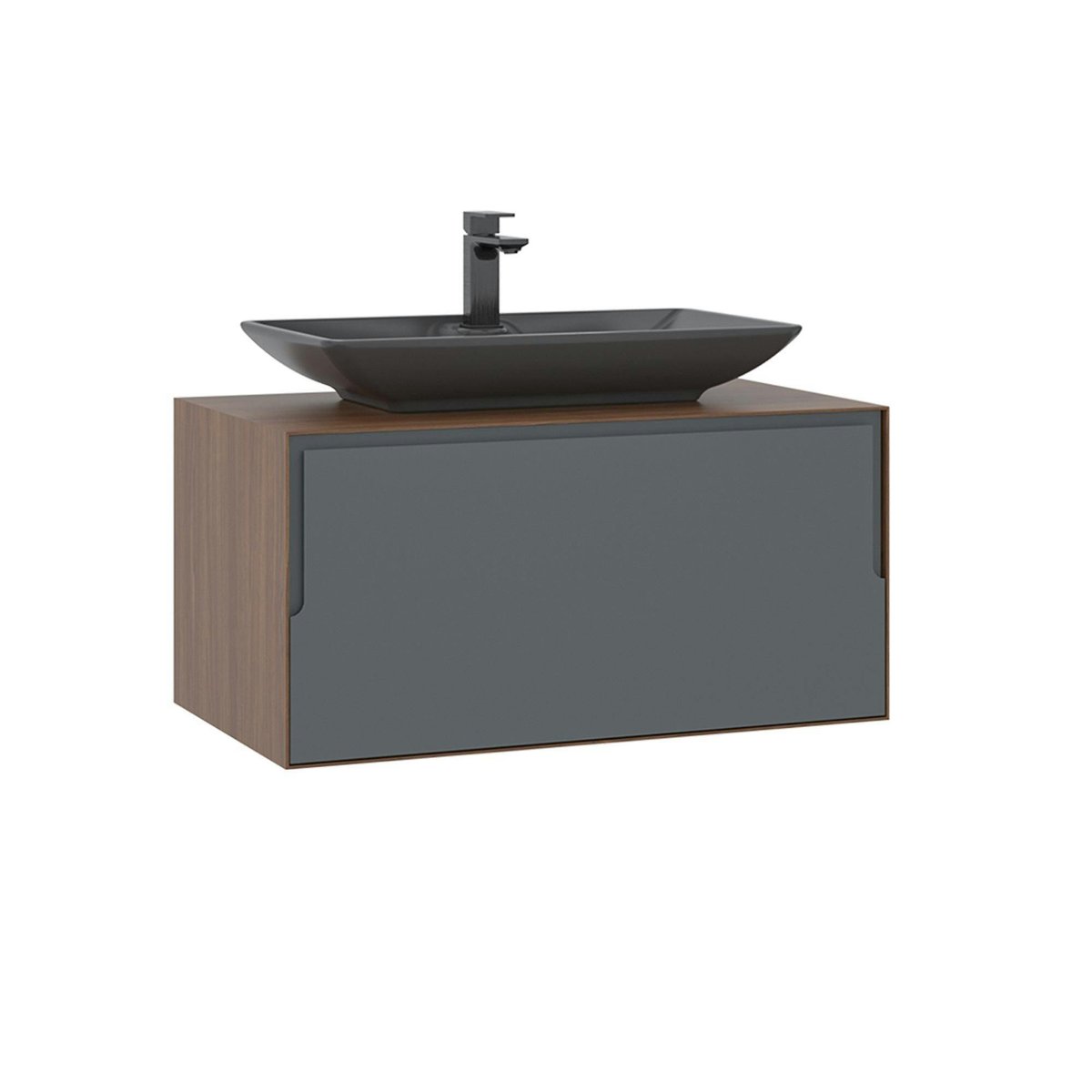 Meuble vasque suspendu 80 cm, 2 tiroirs RIA gris, PIER IMPORT