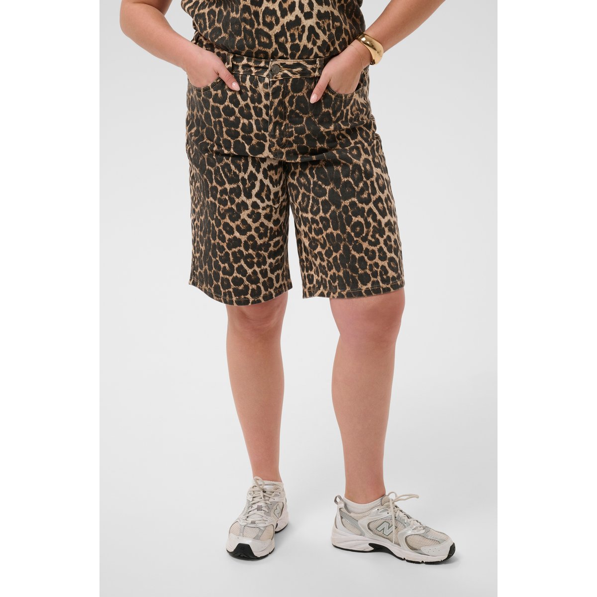 Shorts en jean noir marron black/brown leopard, KAFFE CURVE