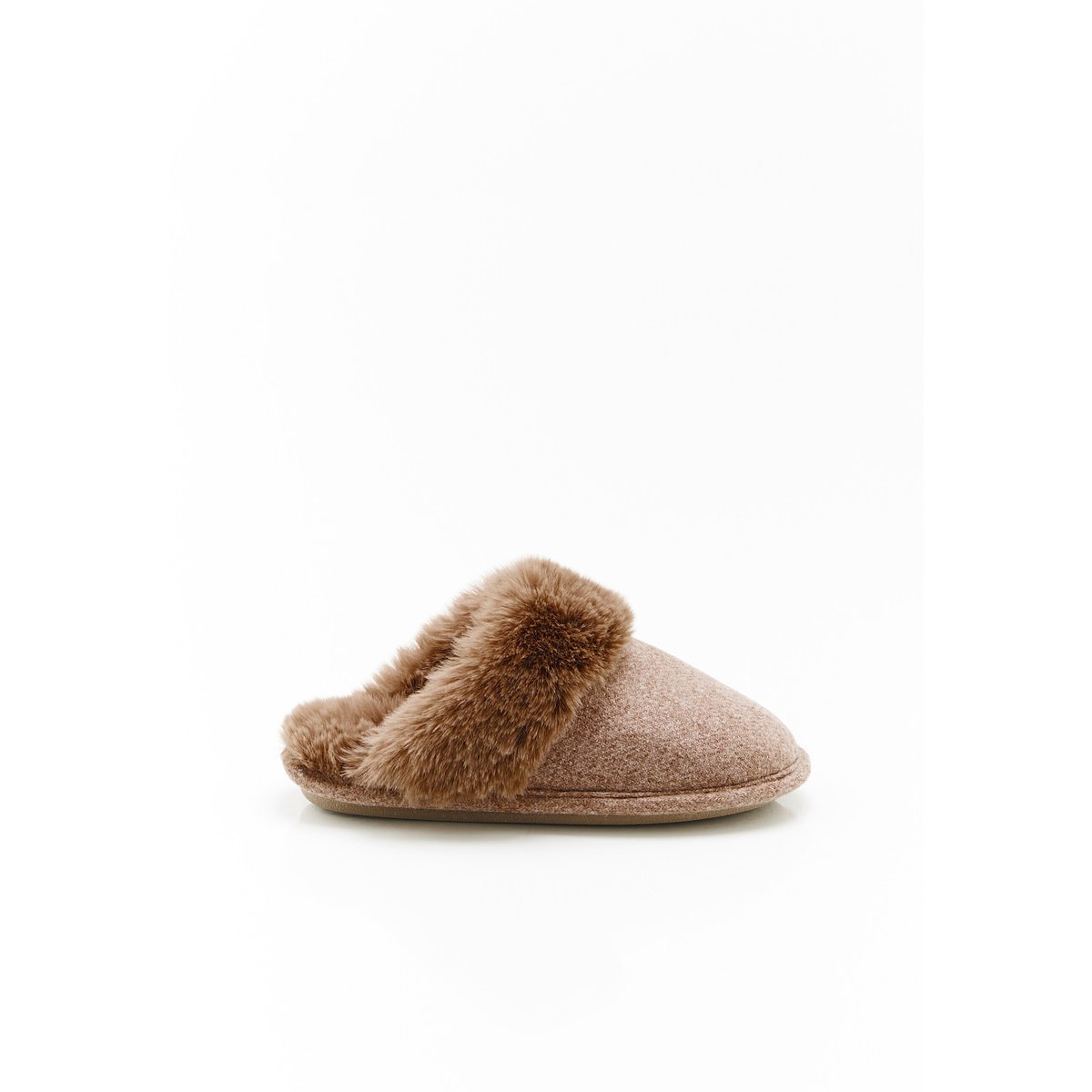 Mules Thermolactyl imitation fourrure marron taupe chiné, DAMART