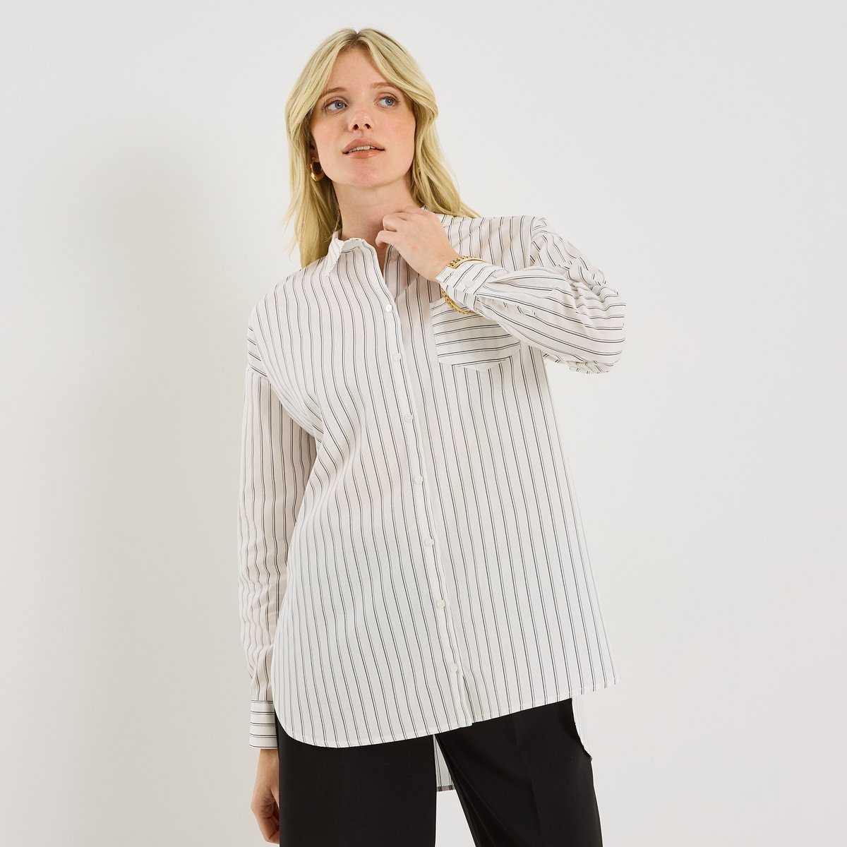 Chemise à rayures blanc cassé ecru, GRAIN DE MALICE