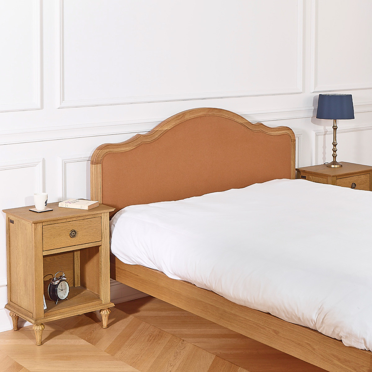 Lit deux places 160 x 200 en chêne, style shabby chic HENRY ralph tabaco, ROBIN DES BOIS