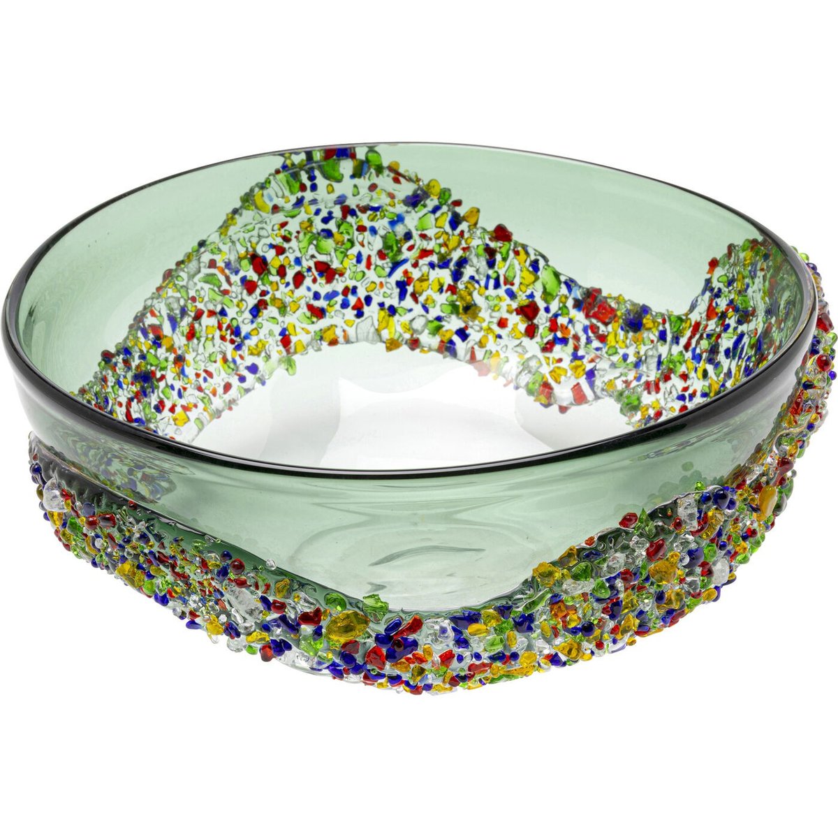 Coupe en verre texturé, GLITTER CIRCLE vert, KARE DESIGN