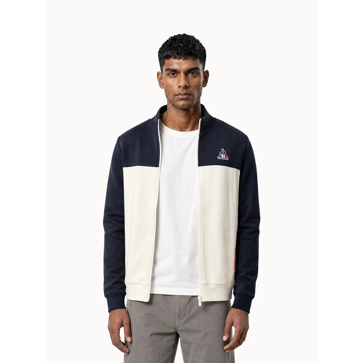 Sweat zippé Tricolore beige, LE COQ SPORTIF