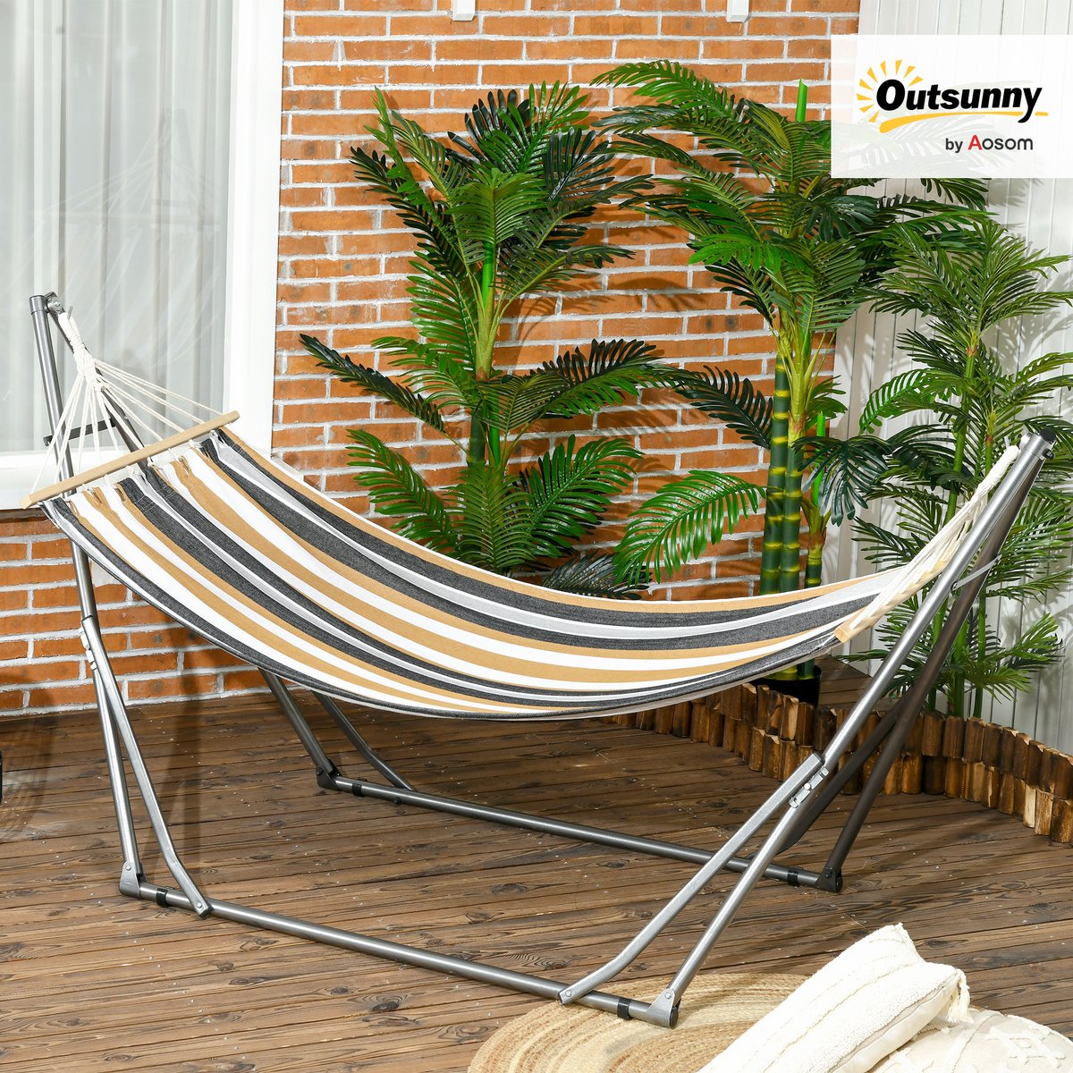Hamac Acier Gris marron, OUTSUNNY