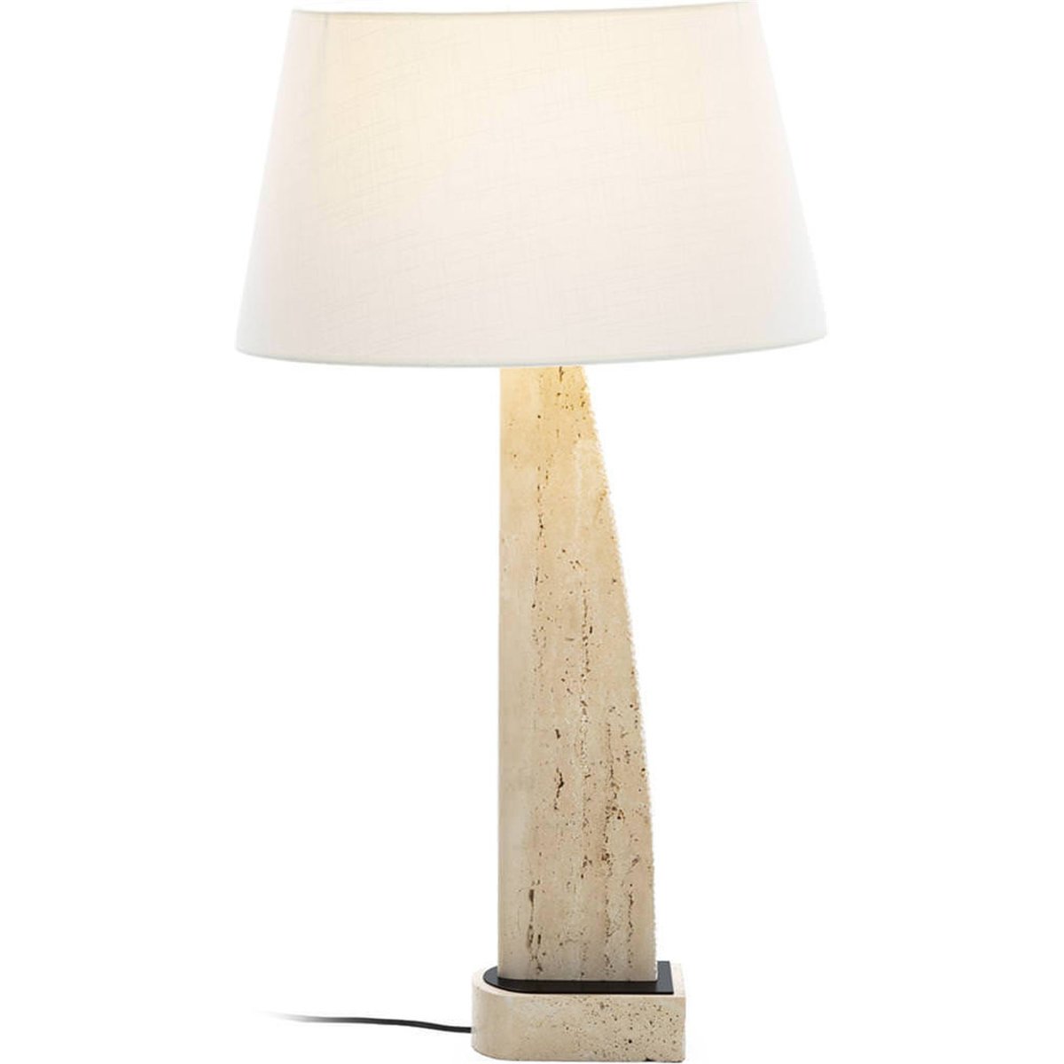 Lampe de table en travertin et métal naturel et noir, RECOLLECTION
