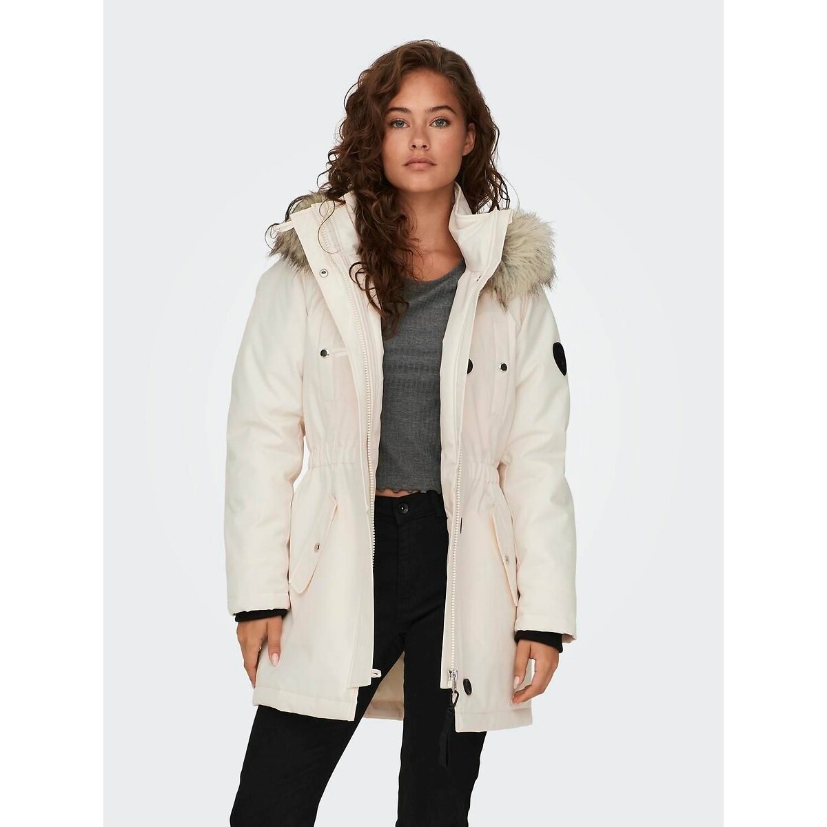 Parka com capuz cru, ONLY