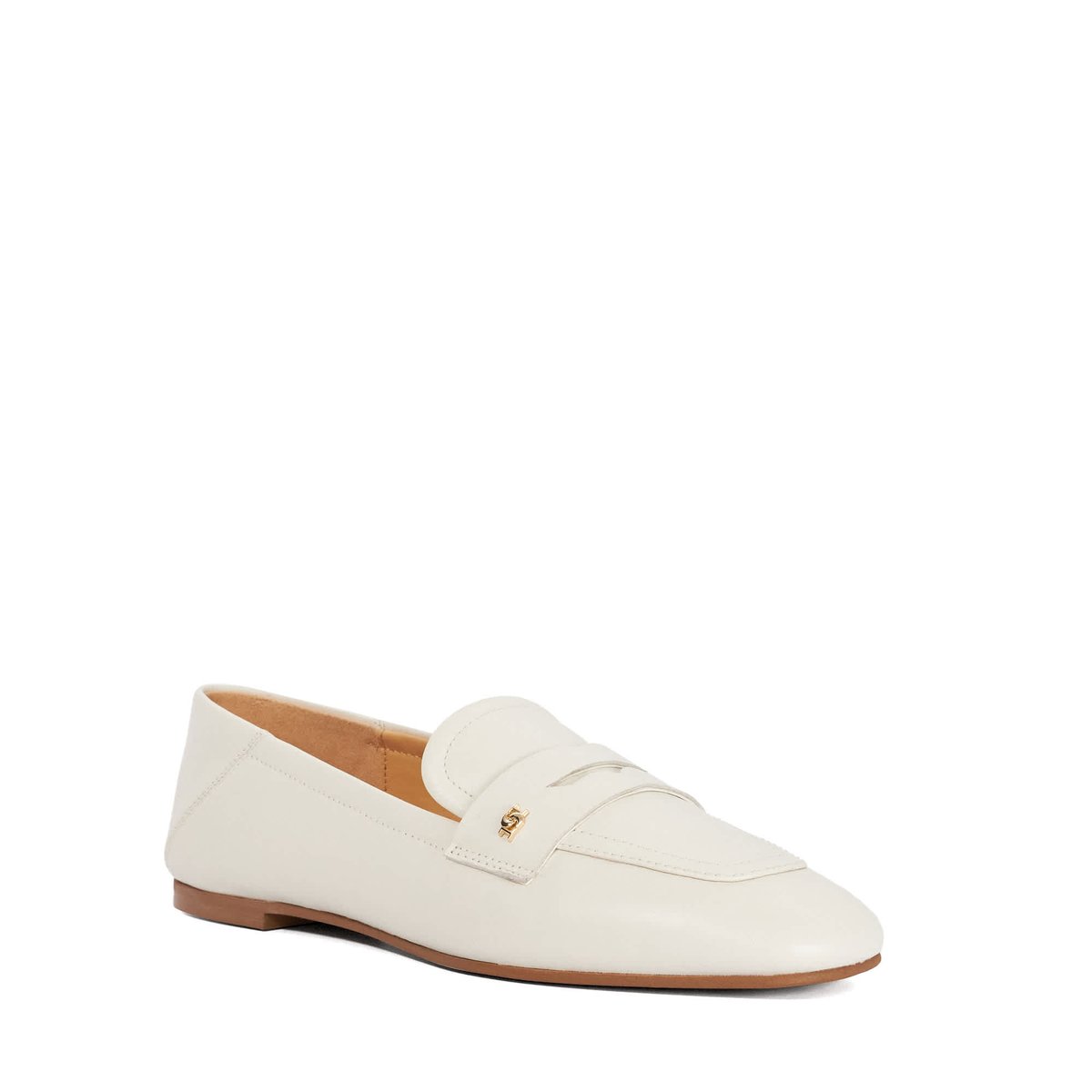 Mocassins Penny à logo en cuir à talon replié - GLANCES white-leather, DUNE LONDON