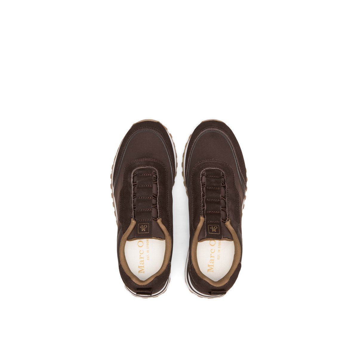 Baskets slip-on modèle Bjorna en cuir velours et néoprène beige, MARC O'POLO