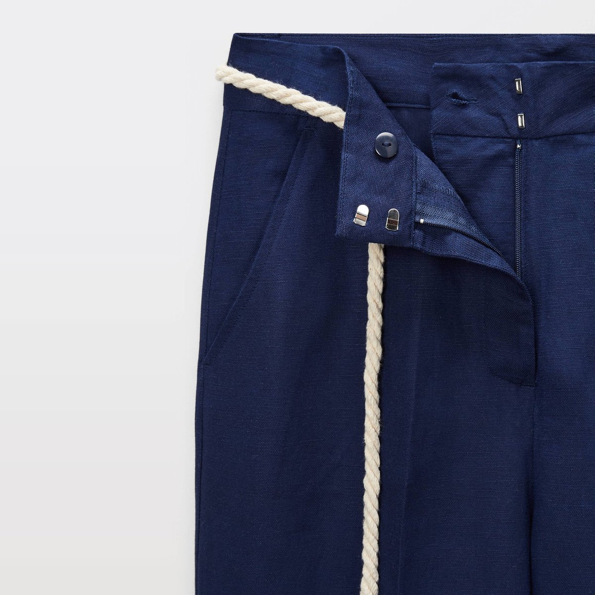 Pantalon large uni contenant du lin penombre, MONOPRIX