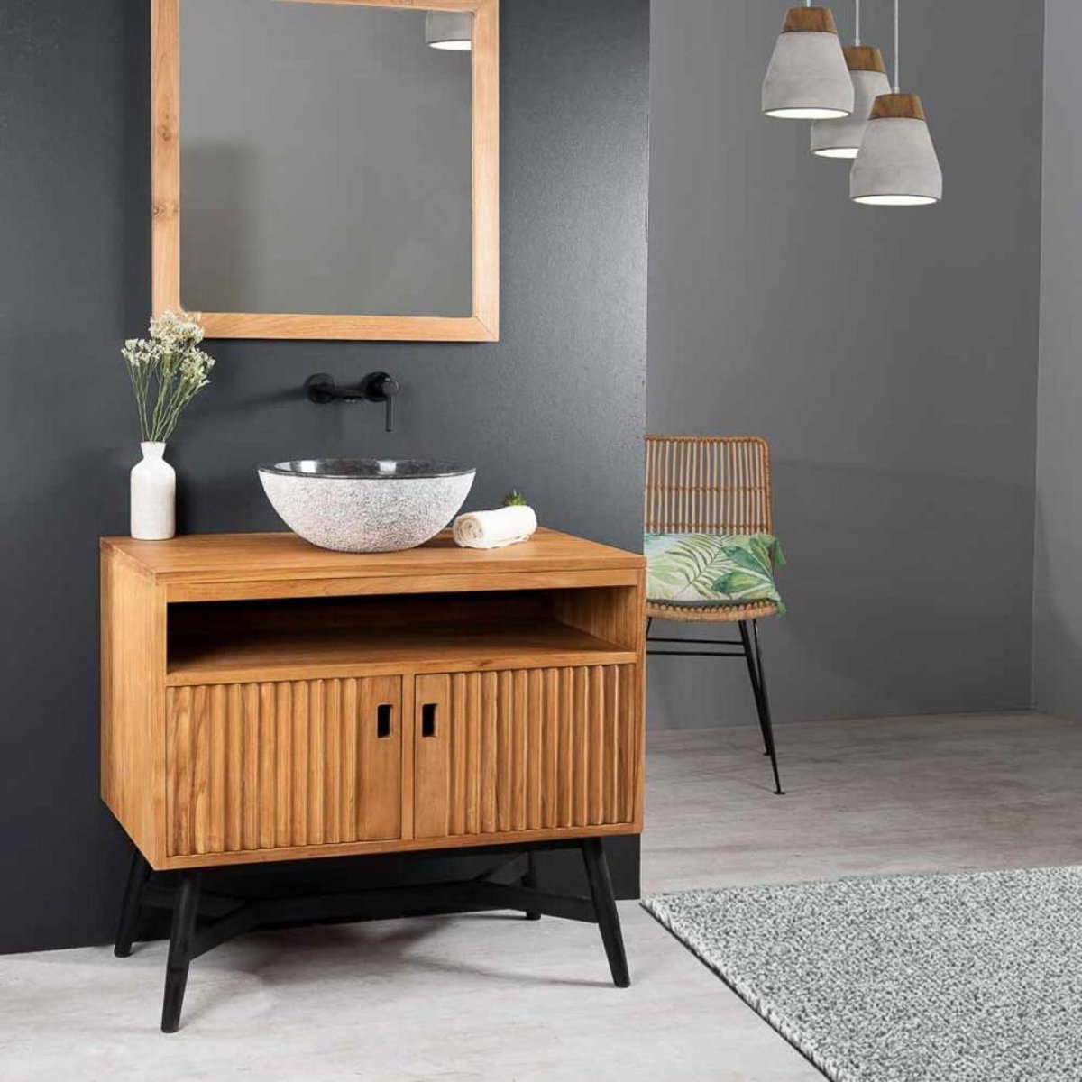 Meuble en teck rectangle 90 cm MYA naturel, WANDA COLLECTION