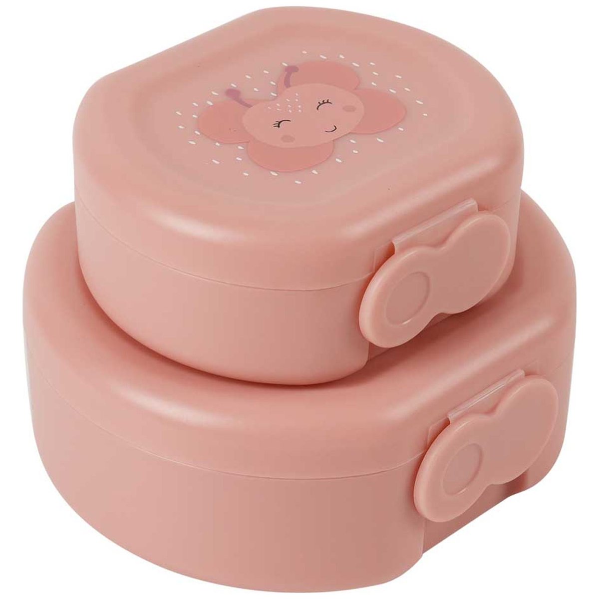 Lot de 2 boîtes à goûter à clip rose, blanc, noir, TRIXIE