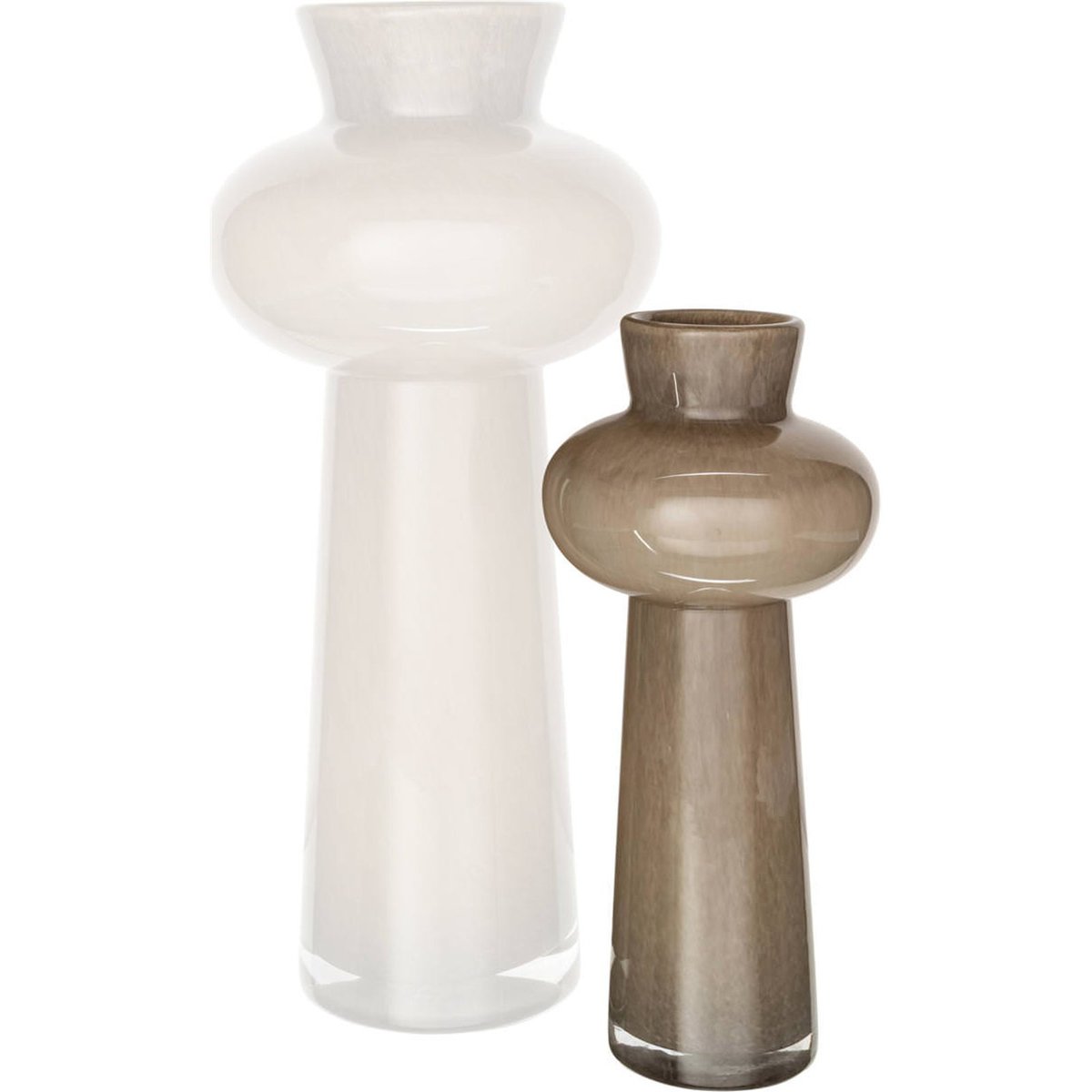 Vase en verre au galbe sculptural taupe, RECOLLECTION