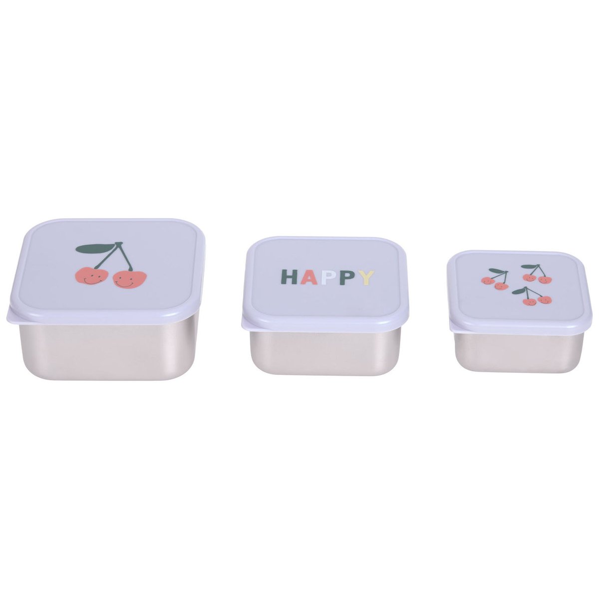 Lot de 3 boîtes à goûter lilas, rouge, LASSIG