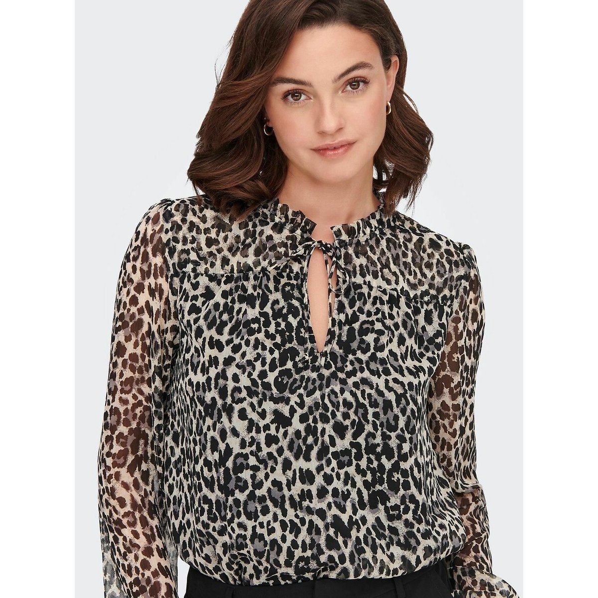 Draping High Neck Blouse leopard print, ONLY