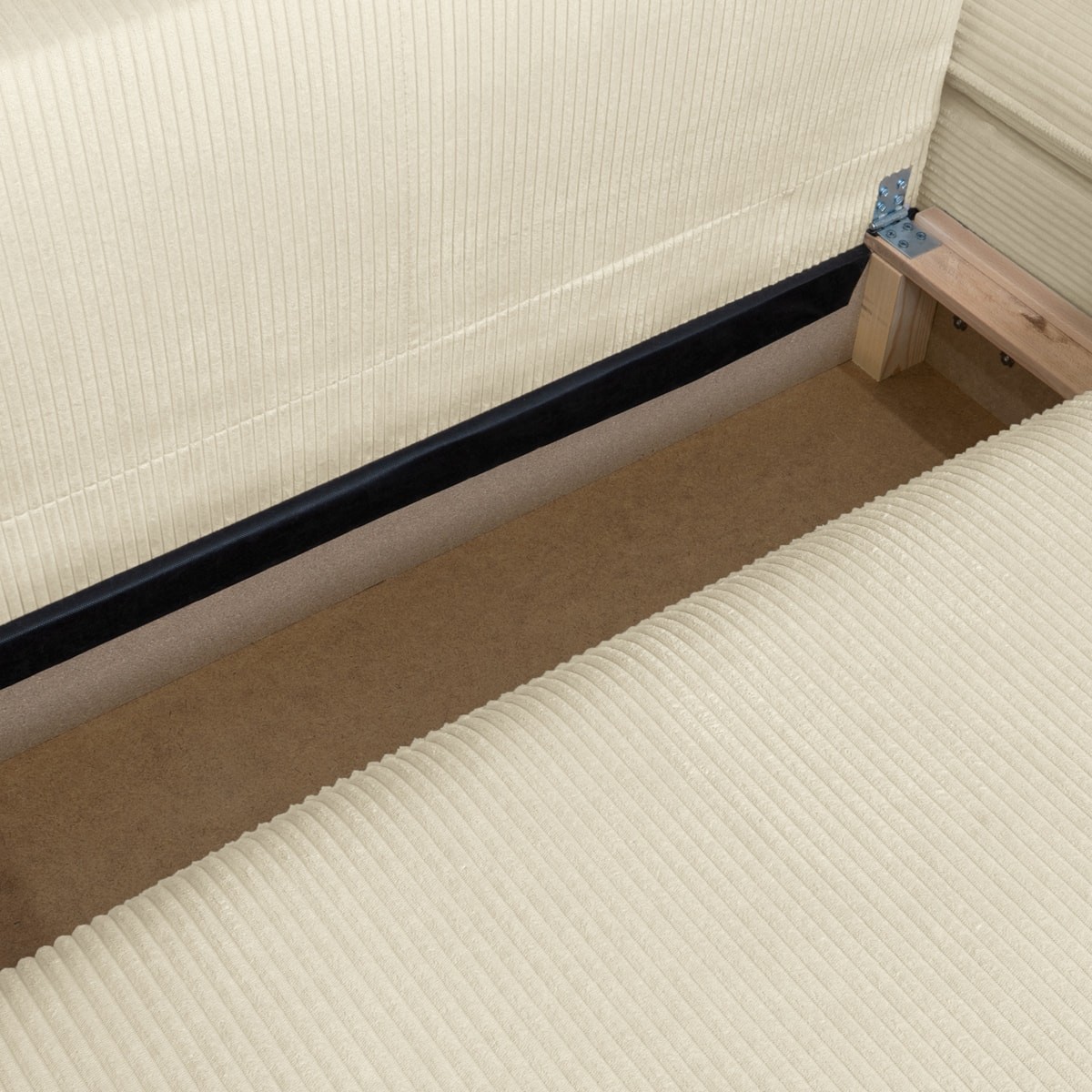 Canapé d'angle convertible 3 places en velours côtelé - BAYA beige, HOMIFAB