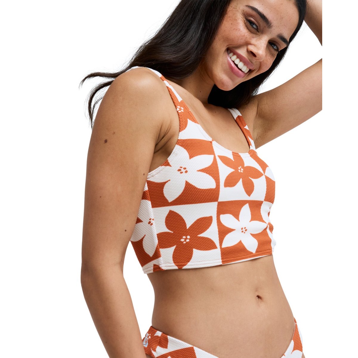 Haut de maillot de bain bikini tank HAZY DAYS TANK TOP. orange ginger spice flora, ROXY
