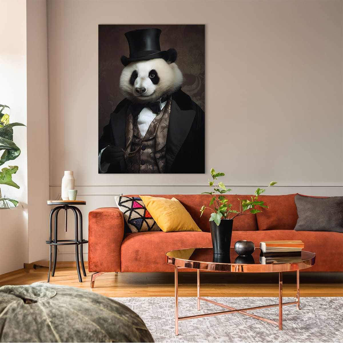 Tableau Mural Panda Dandy ANIMAUX HUMANISÉS tableau en verre synthétique, CEANOTHE