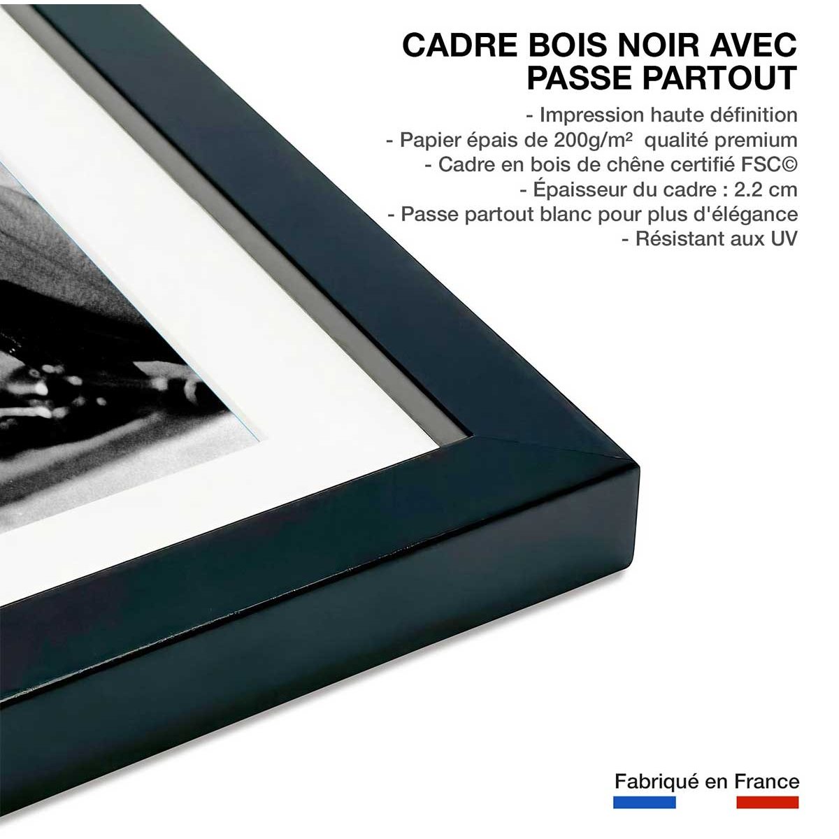 Affiche célébrité Paul Newman, Juge et Hors la Loi, 1972 affiche + cadre en bois - noir, HEXOA