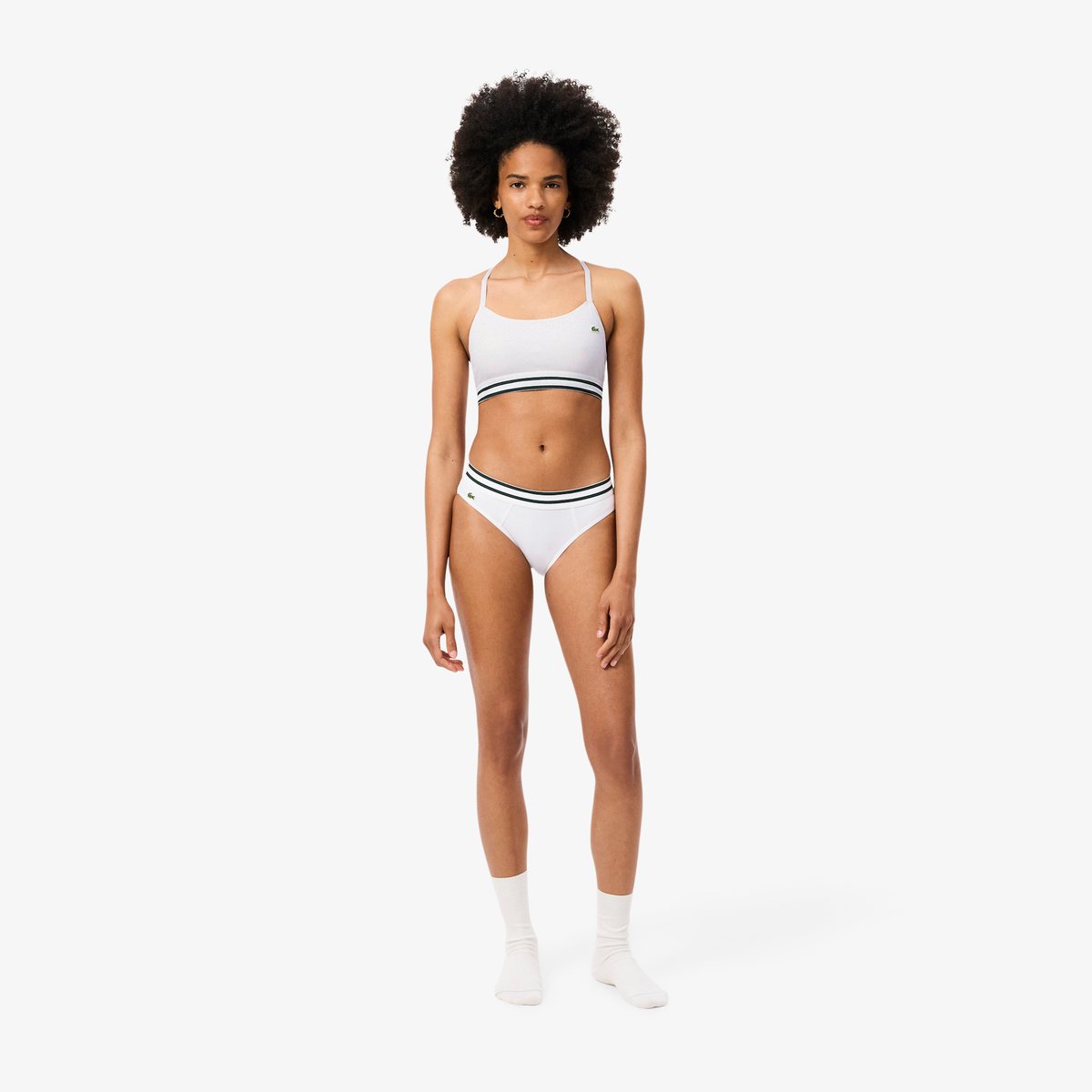Culotte coton ceinture rayée blanc-001, LACOSTE
