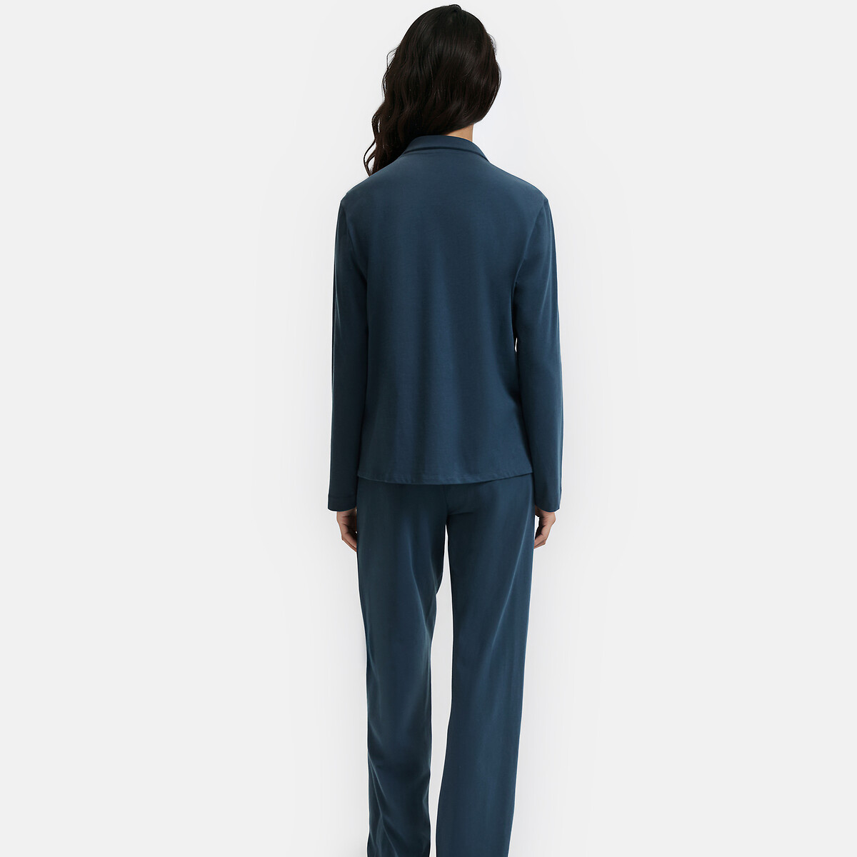 Pyjama manches longues en jersey de coton bleu encre, LA REDOUTE COLLECTIONS
