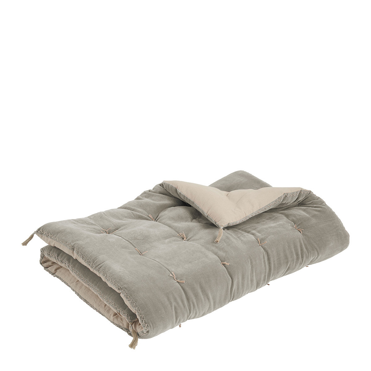 Futon en velours gris, BLANC D’IVOIRE