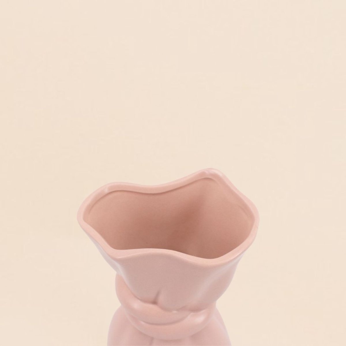 Vase en céramique forme noeud 26cm rose, ORNAMI