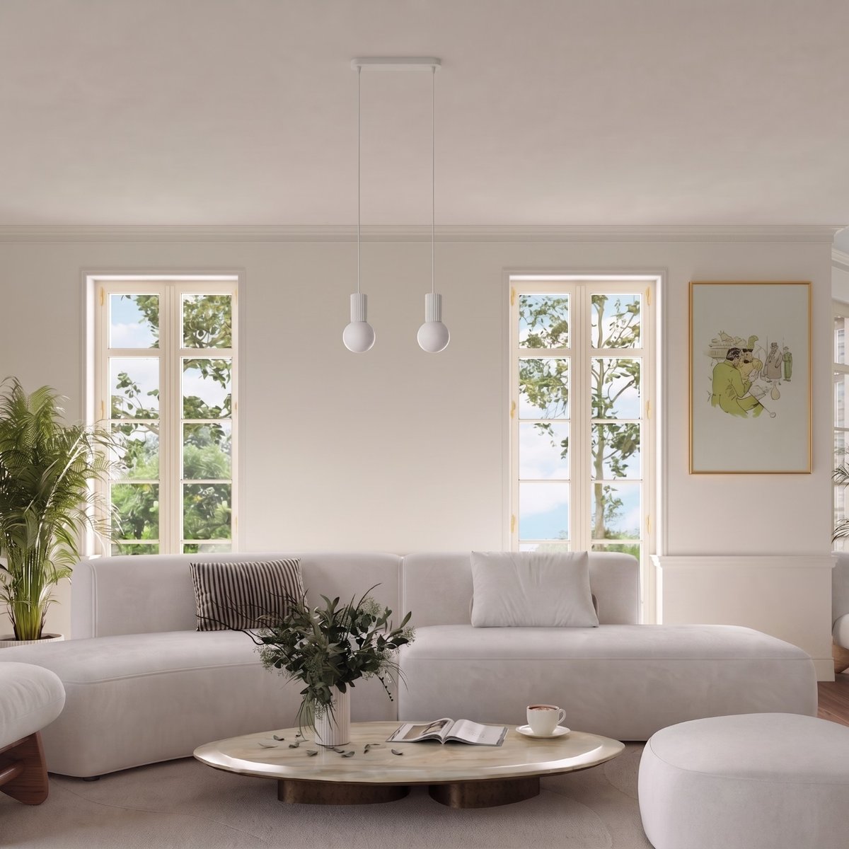 Suspension Aluminium Blanc G9 2 Halo blanc, EDEN
