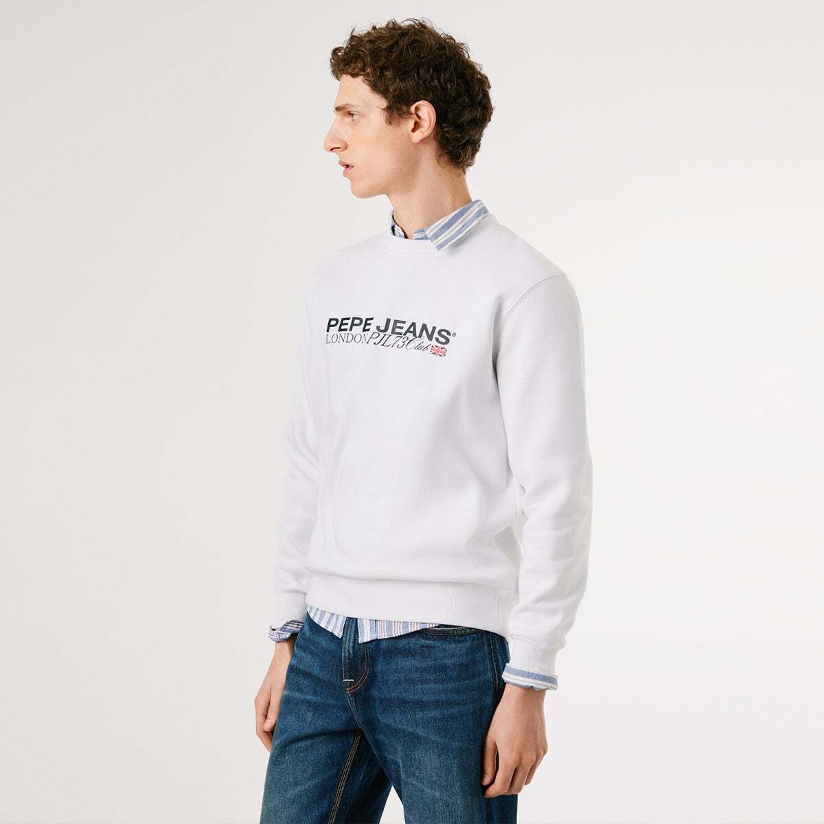 Sweat col rond Matthew blanc, PEPE JEANS