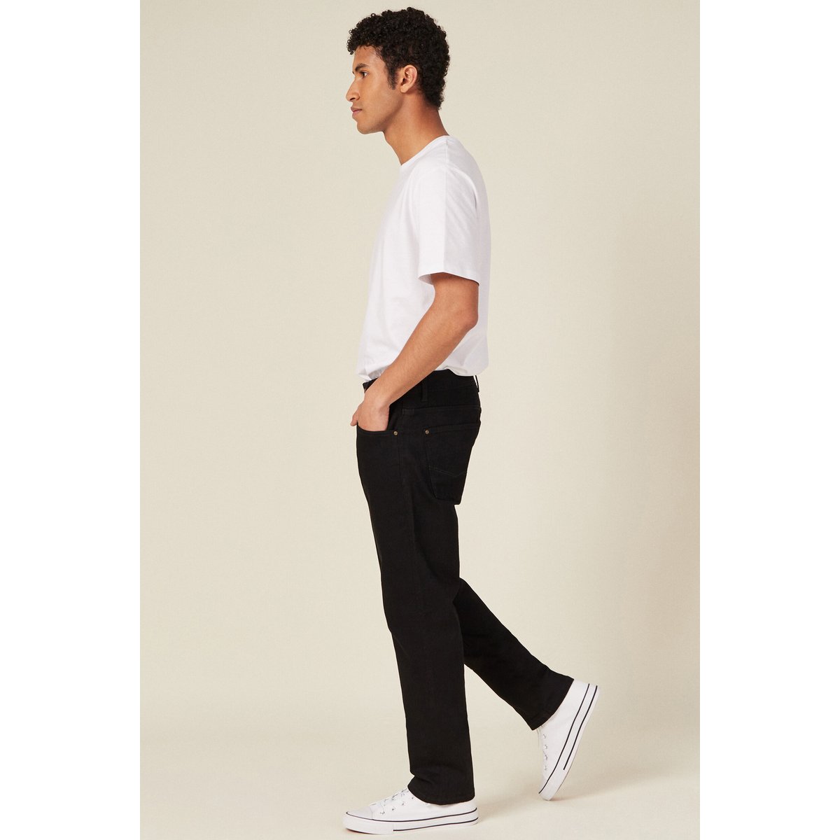 Jeans straight longueur 32 denim noir, BONOBO