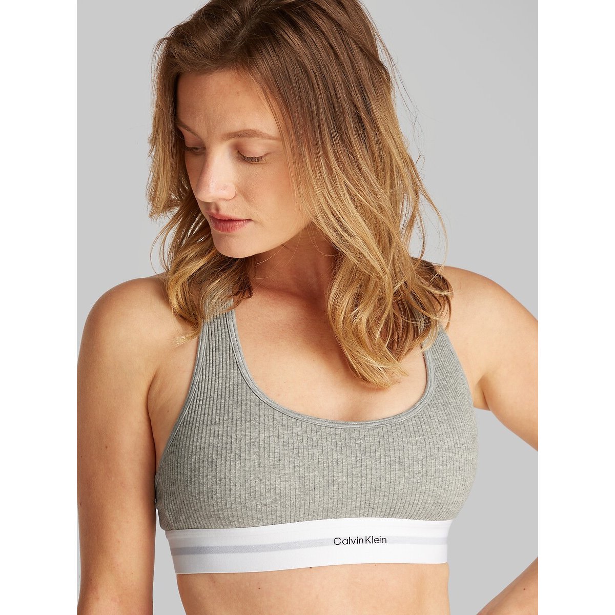 Modal Rib Cotton Bralette grey, CALVIN KLEIN UNDERWEAR