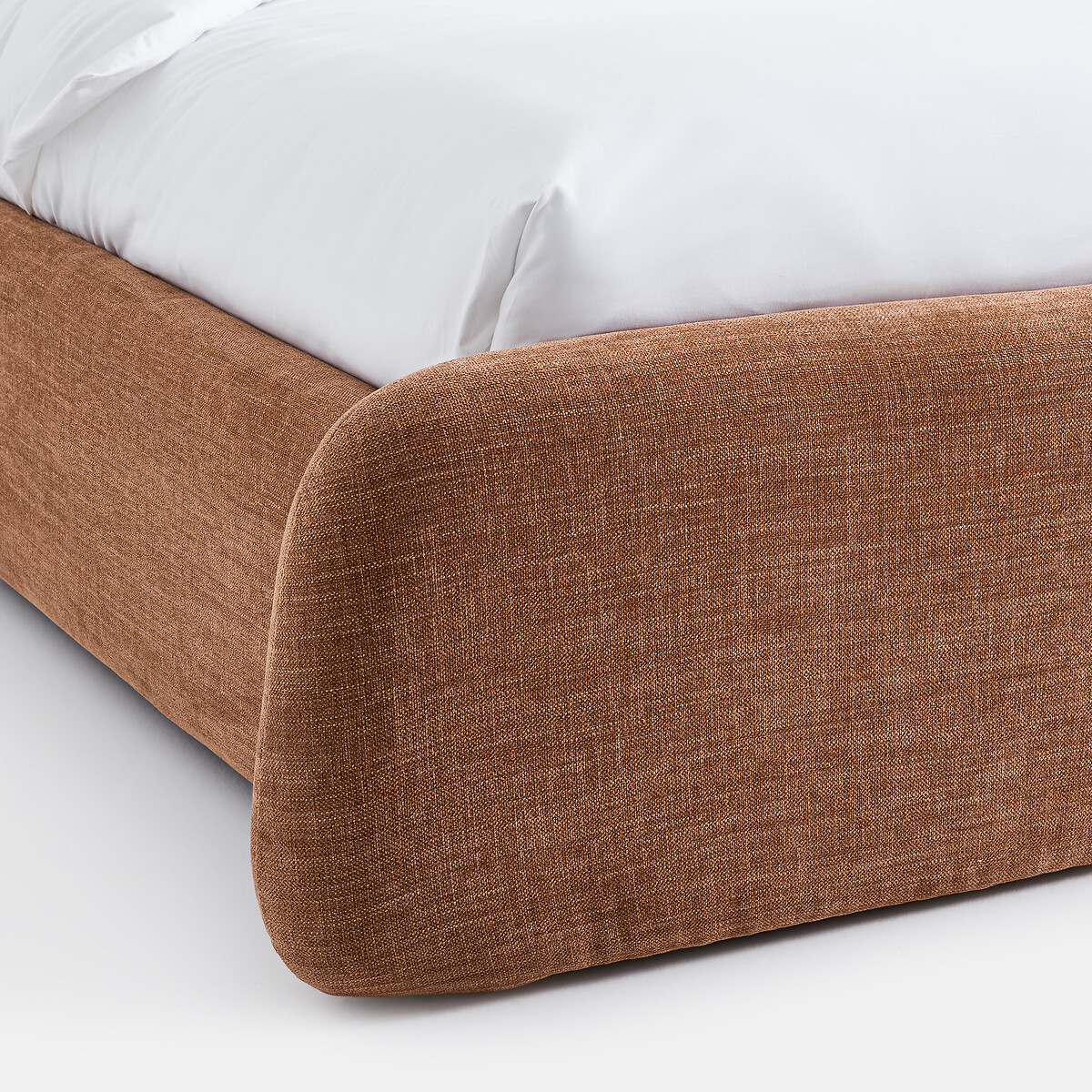 Opbergbed met opklapbare lattenbodem, chenille-stof, STEEN karamel, LA REDOUTE INTERIEURS