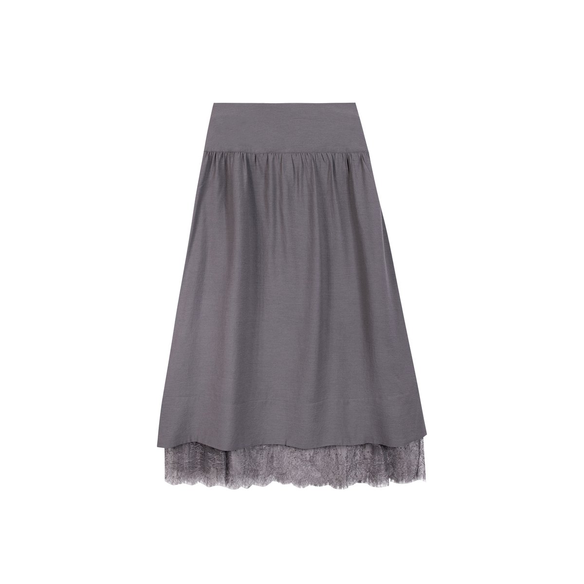 Jupe longue bordée dentelle gris foncé, IKKS