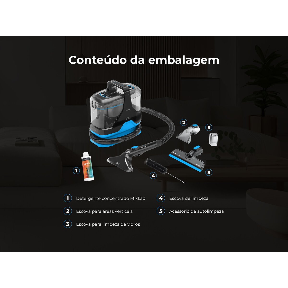 Máquina de Limpeza Aqualine SpotGo 1695FL, FLAMA preto/azul, FLAMA