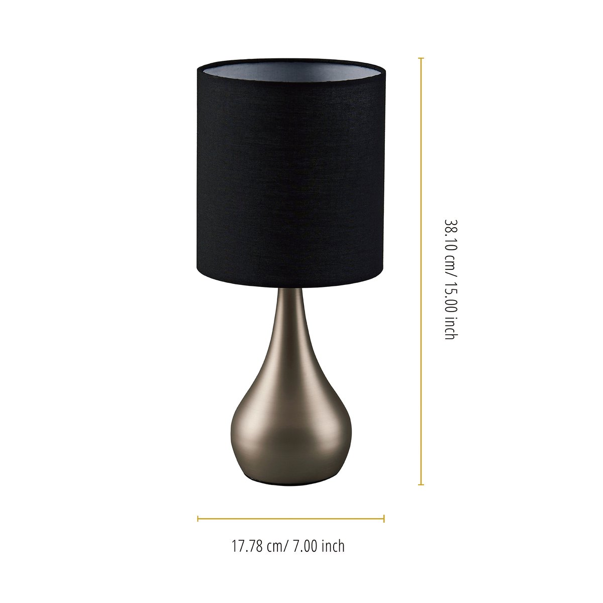 Lampe Chevet Bureau Métal Tactile SARAH noir, TEAMSON HOME