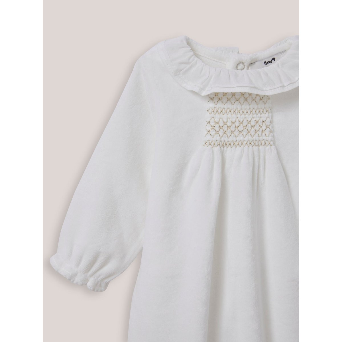 Dors-bien en velours avec collerette blanc doux, CYRILLUS